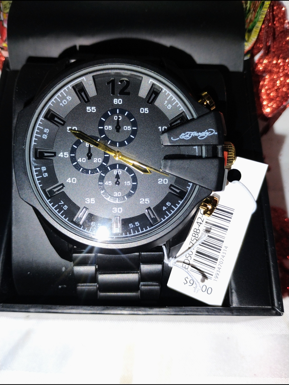 Ed Hardy Black and Gold Men's Chronograph Watch